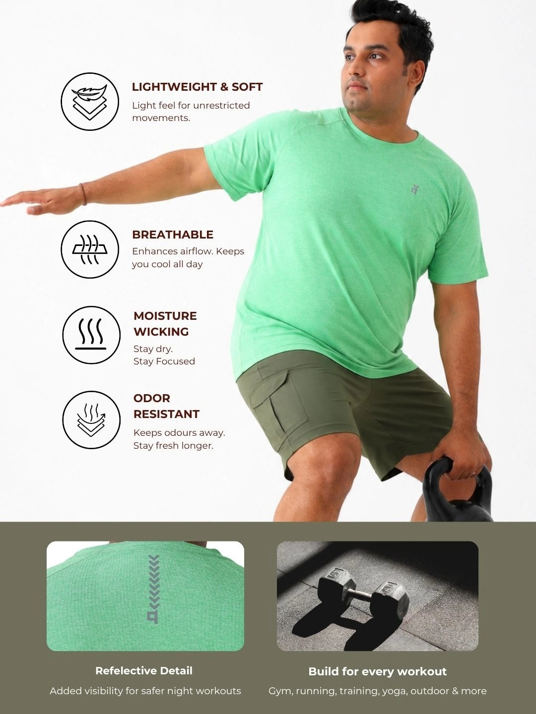 Vaishvik Men Plus Size Dri-FIT Gym or Training Sports T-Shirt