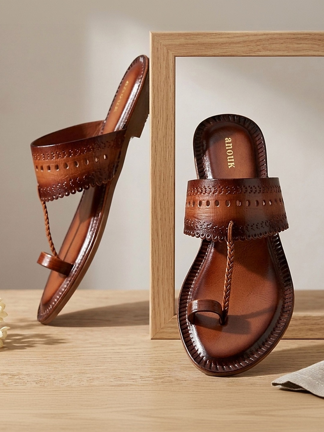 Anouk Women Textured One Toe Flats with Laser Cuts