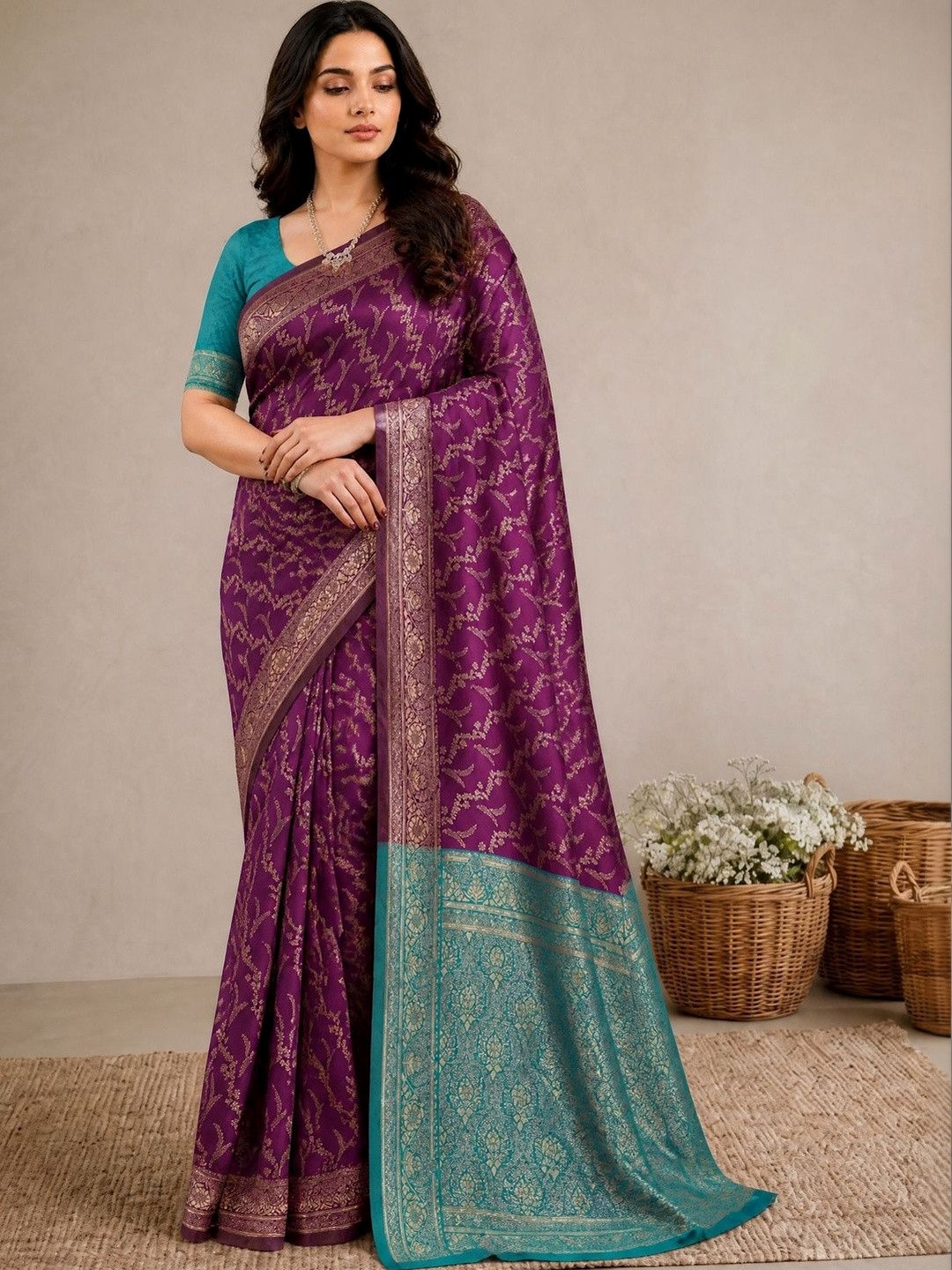 Anouk Women Ethnic Motifs Zari Art Silk Banarasi Saree