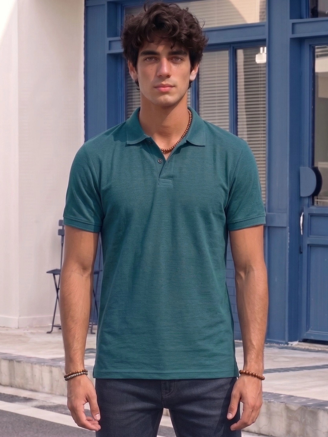 BAGHADBILLO Men Polo Collar T-shirt