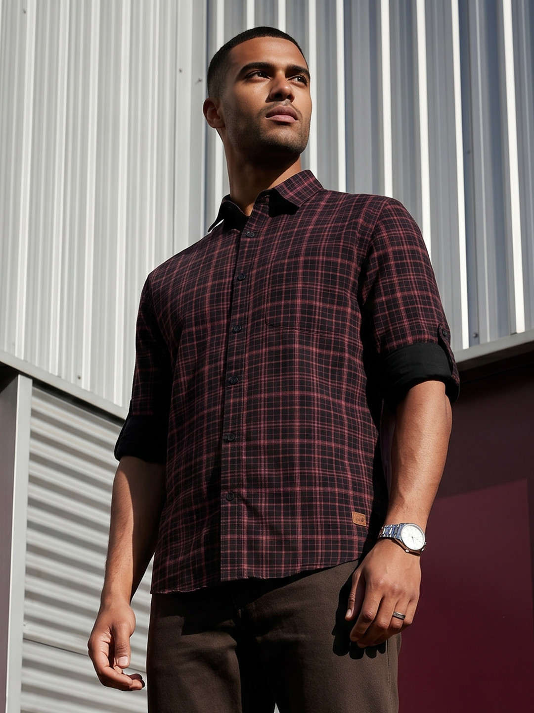 The Roadster Life Co. Tartan Checked Pure Cotton Casual Shirt