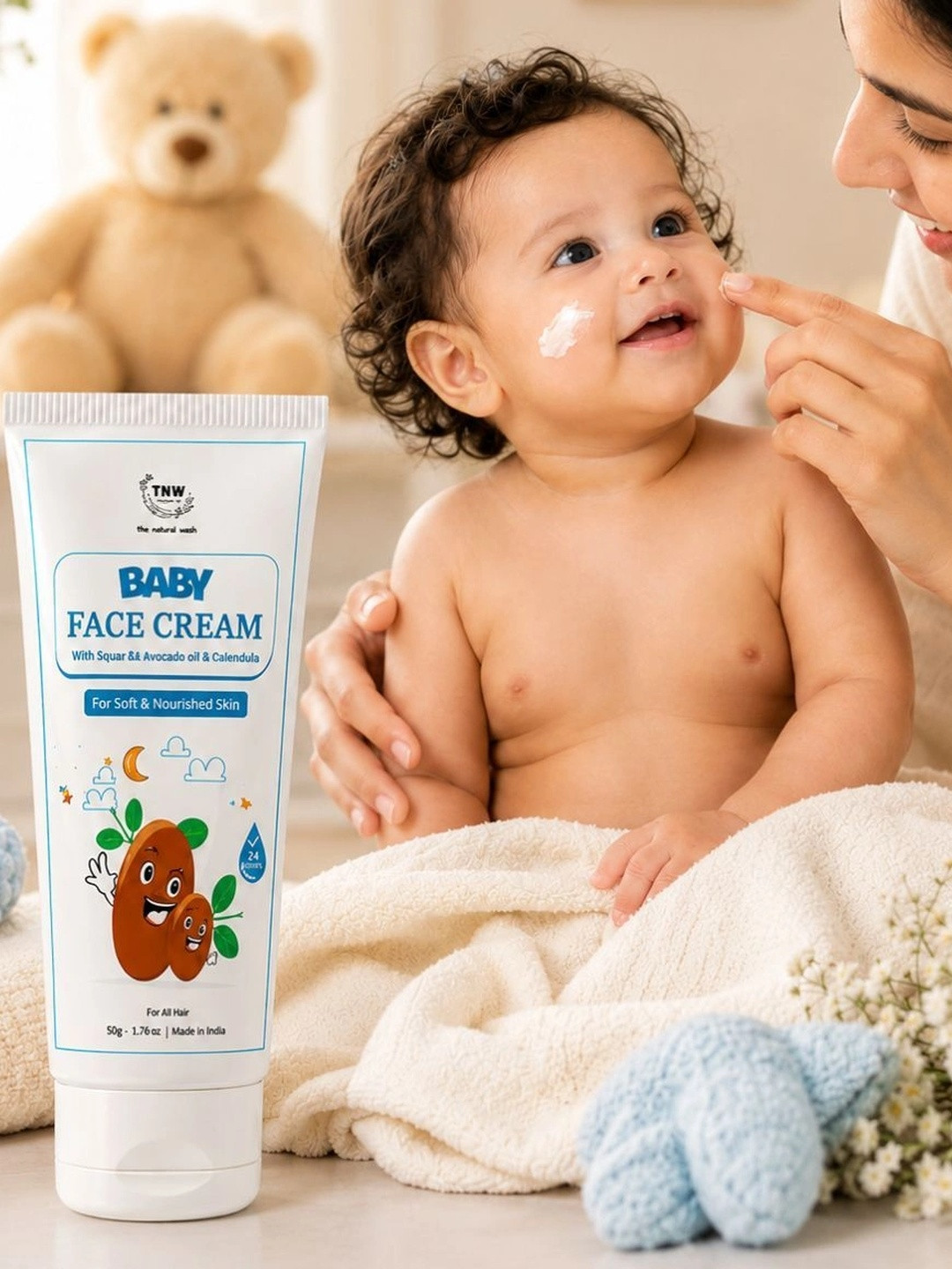 TNW the natural wash Unisex Kids White Baby Face Cream- 50g