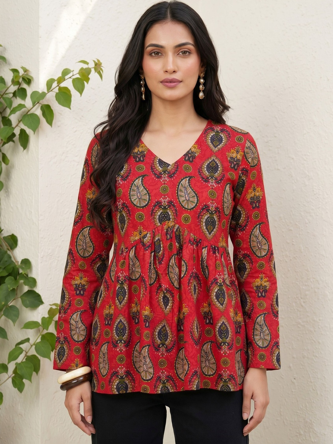 Anouk Print Ethnic Peplum Top