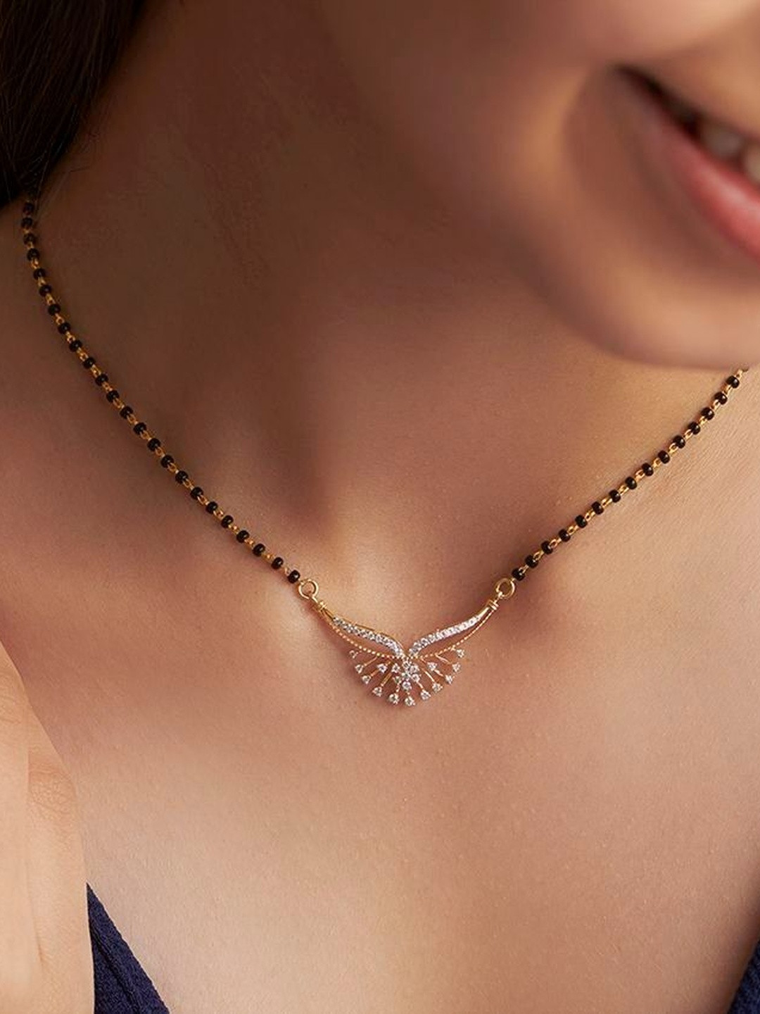 Anouk Gold-Plated Artificial Stones and Beads Mangalsutra