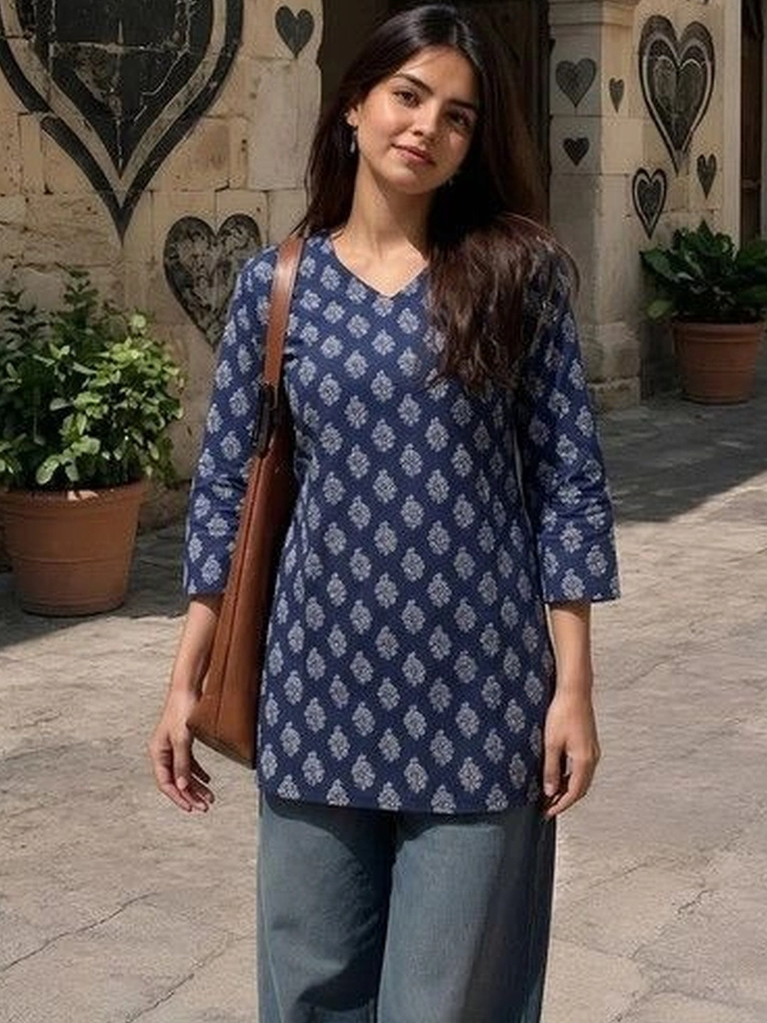 ARIHANT CREATIONS Ethnic Motifs Printed V-Neck Kurti
