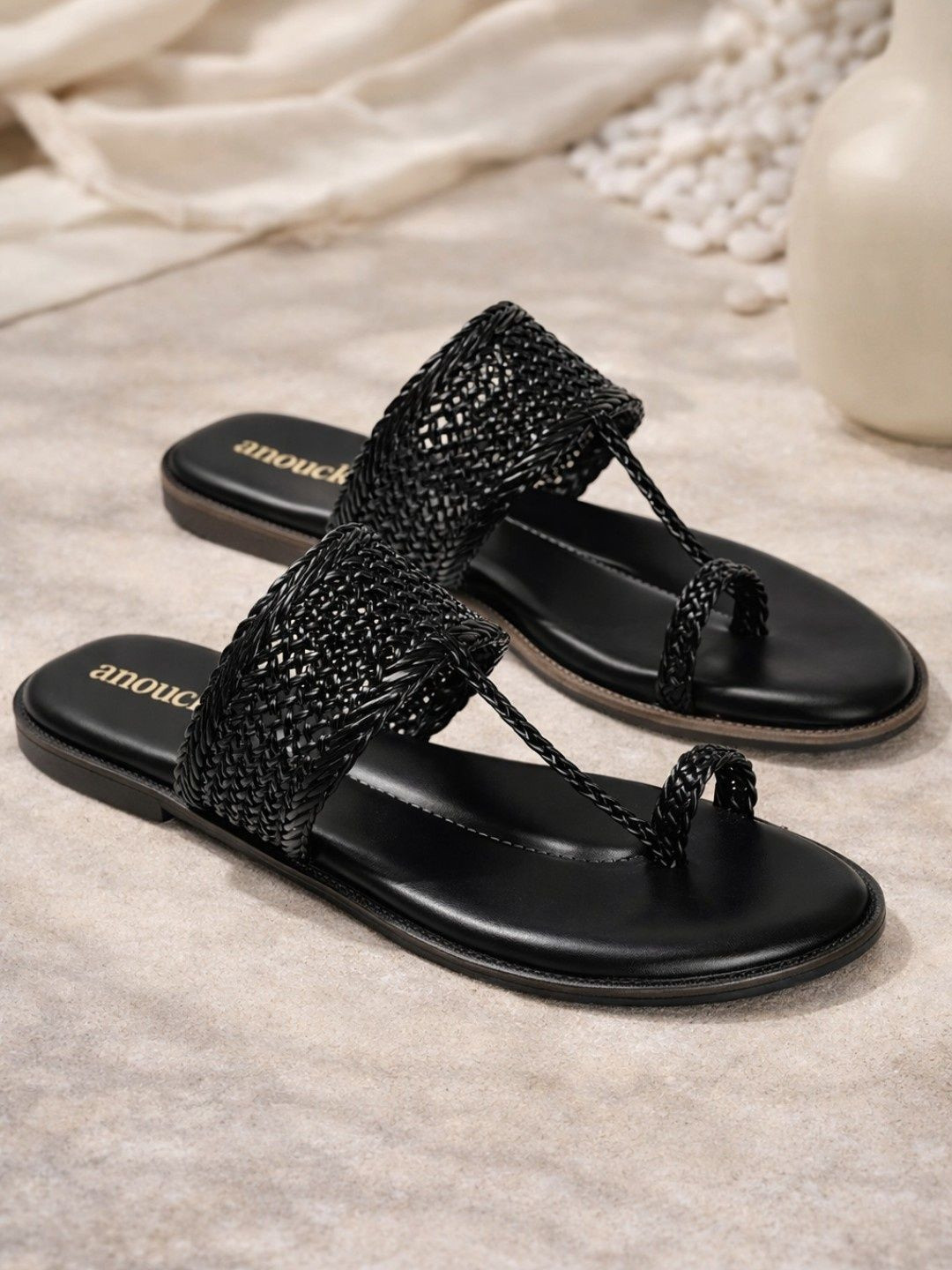 Anouk Women Textured Open Toe Flats