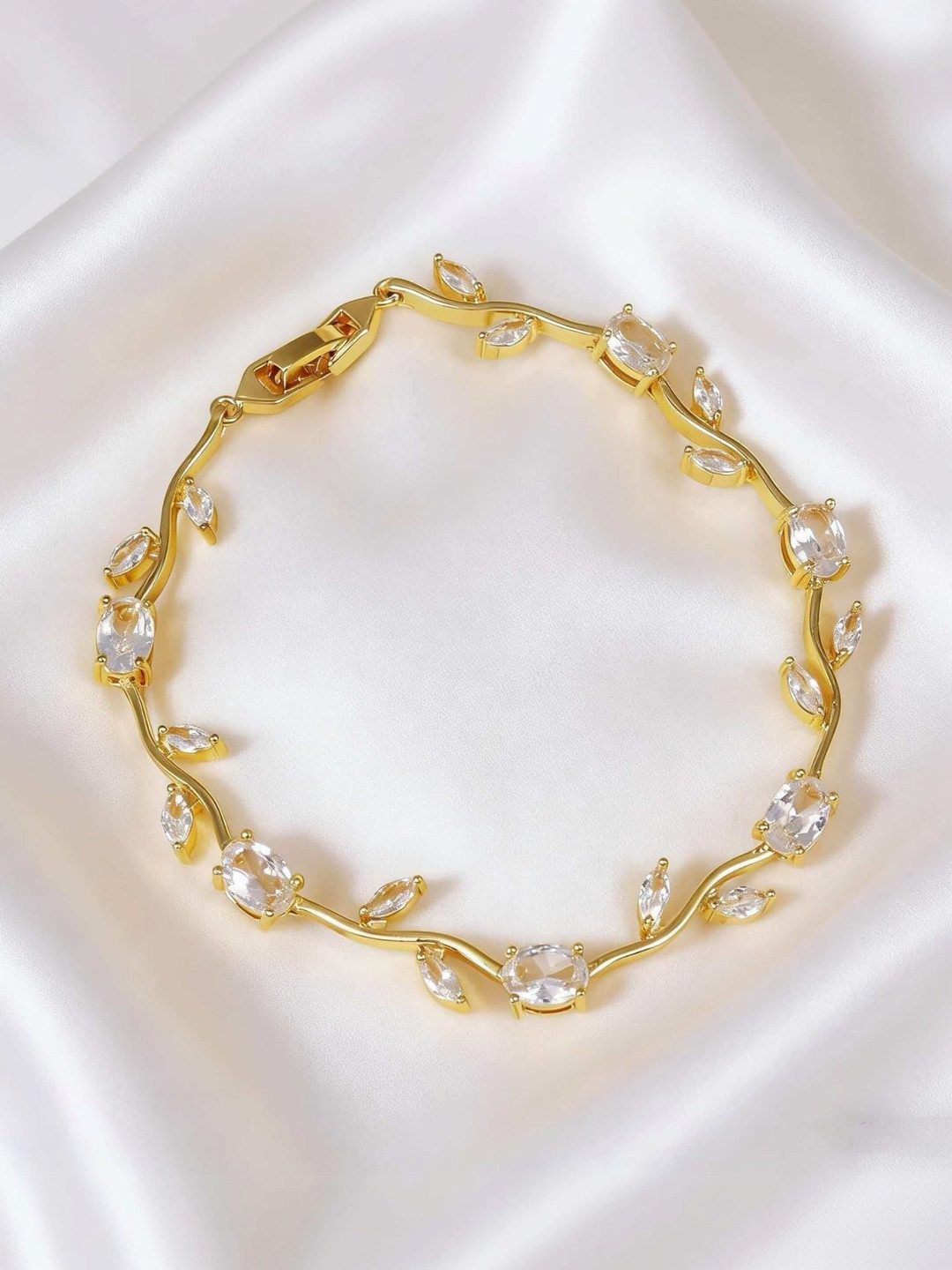 Anouk Women American Diamond Temple Gold-Plated Link Bracelet