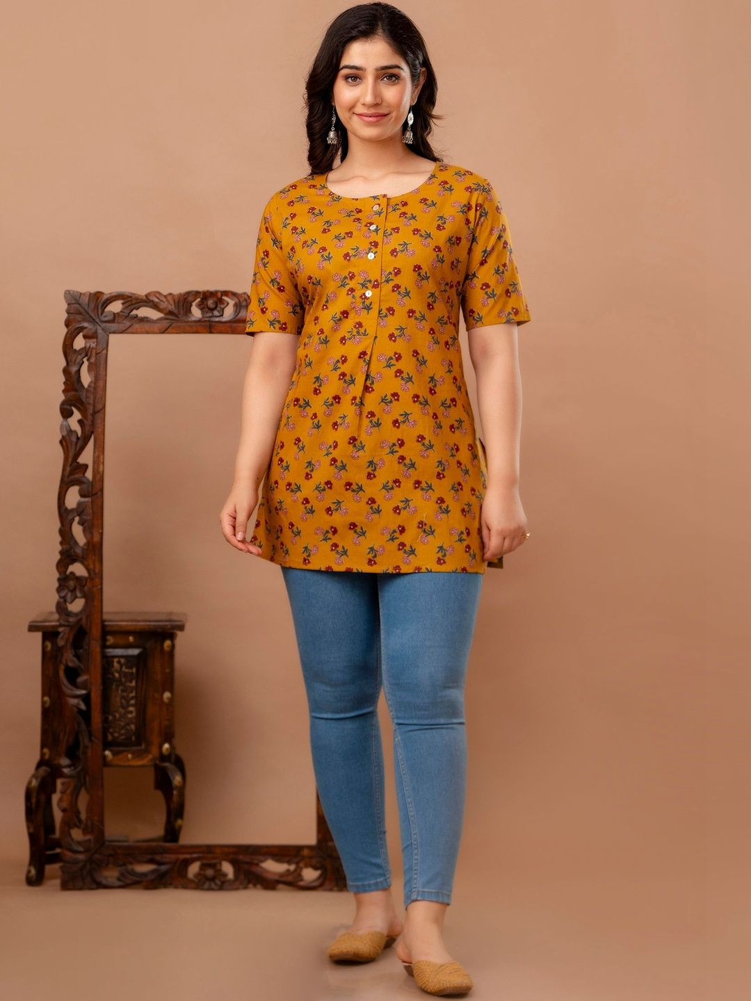Tulsiram Floral Printed Pure Cotton Kurti