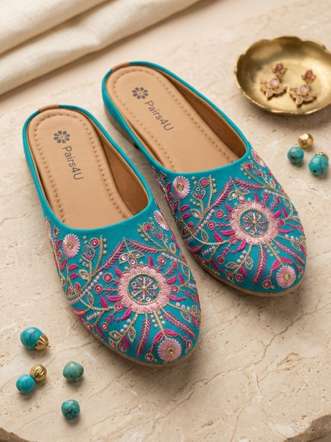 Anouk Women Embellished Party Mules with Embroidered Flats