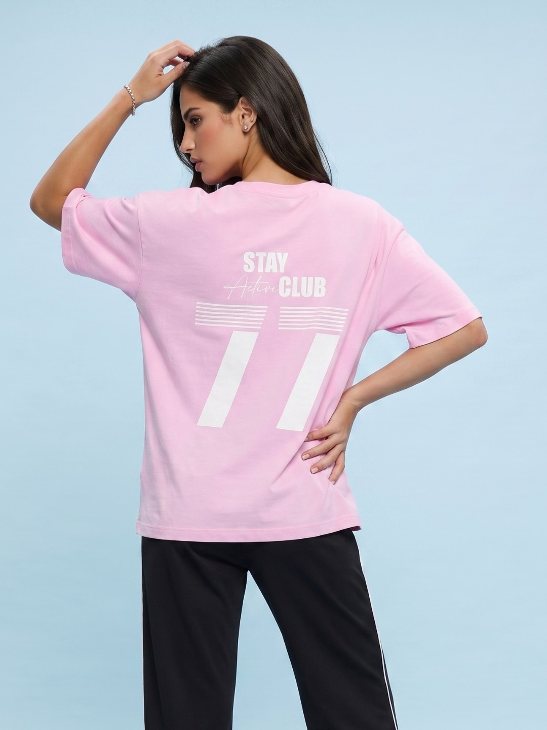 SPORT STREET by glitchez Varsity Printed Drop-Shoulder Sleeves Oversized T-shirt