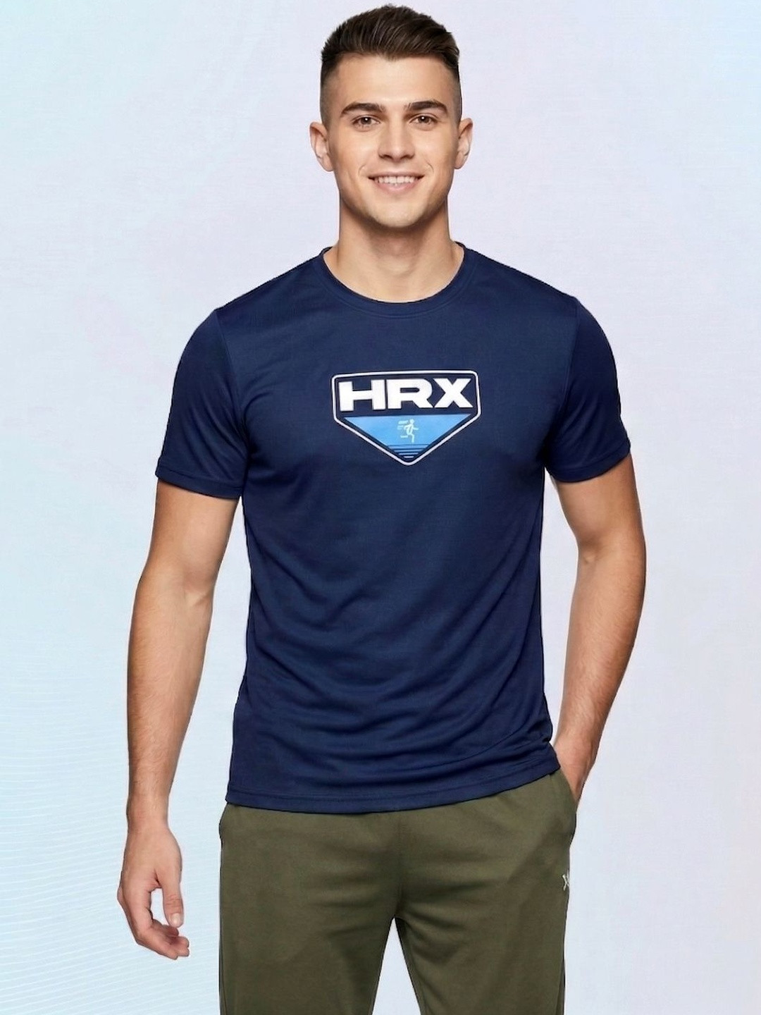 HRX by Hrithik Roshan Men Brand Logo Printed Round Neck Regular Fit T-shirt