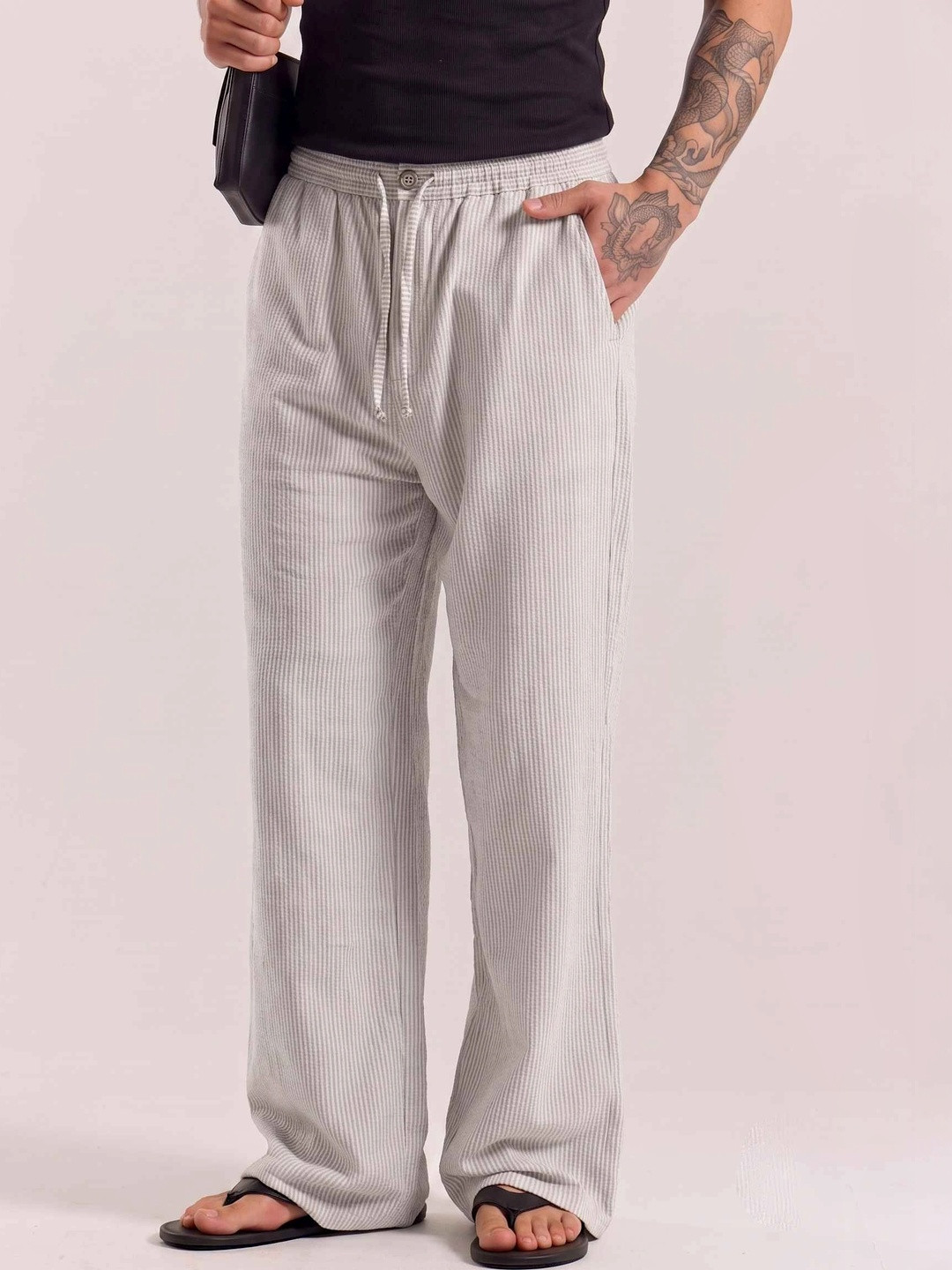 SAINT PEACH Men's  Relaxed Fit Cotton Linen Pant