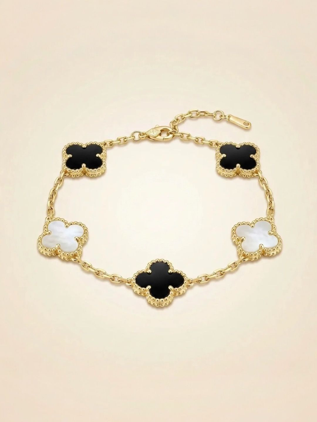 JYARSH Women Gold Plated Anti-Tarnish Stainless Steel Reverse Clover Bracelet