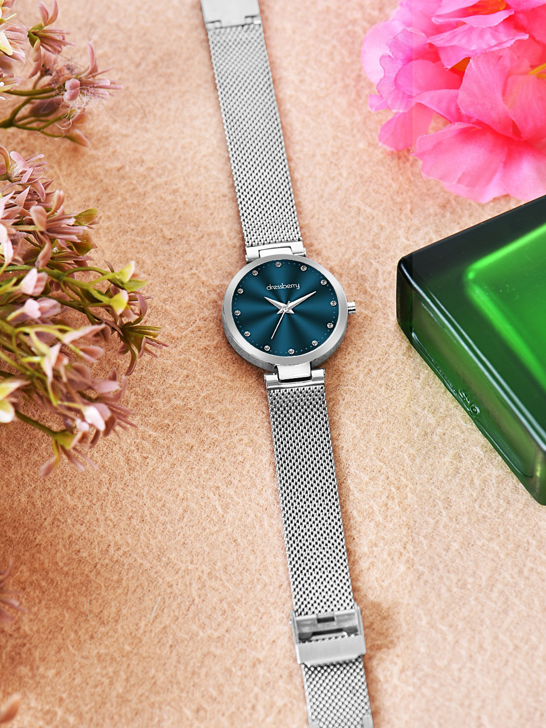 DressBerry Women Embellished Dial Reset Time Analogue Watch HOBDB-207-SL-BL