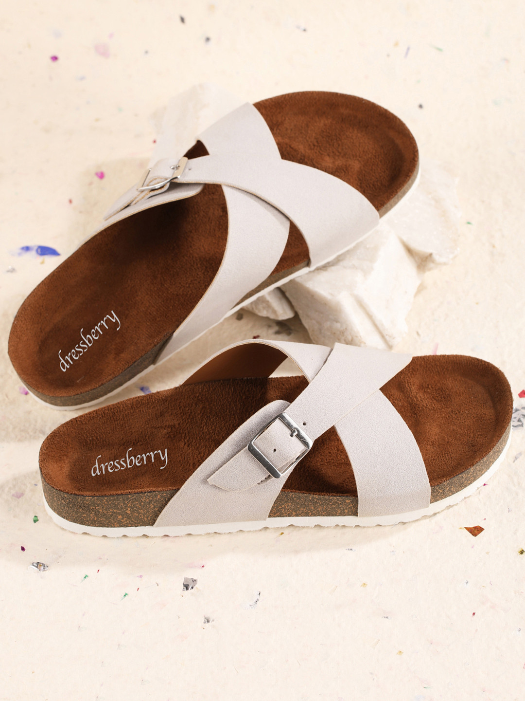 DressBerry Women Buckled Open-Toe Flats