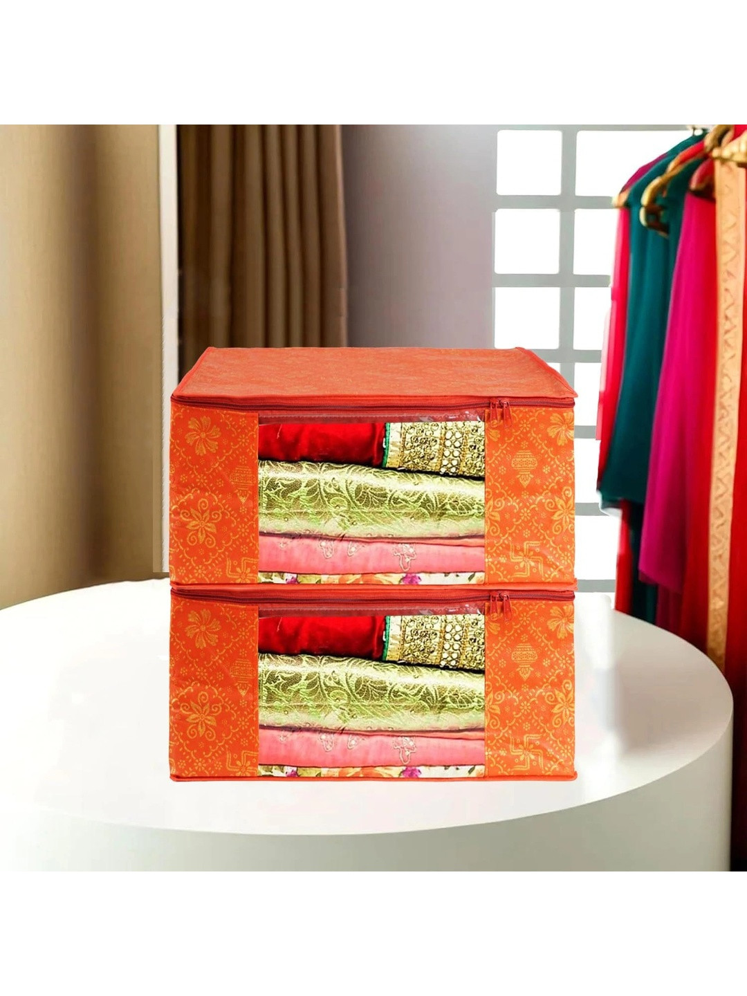 AARON INC Orange Set of 2 Reusable Suit Organiser Organisers