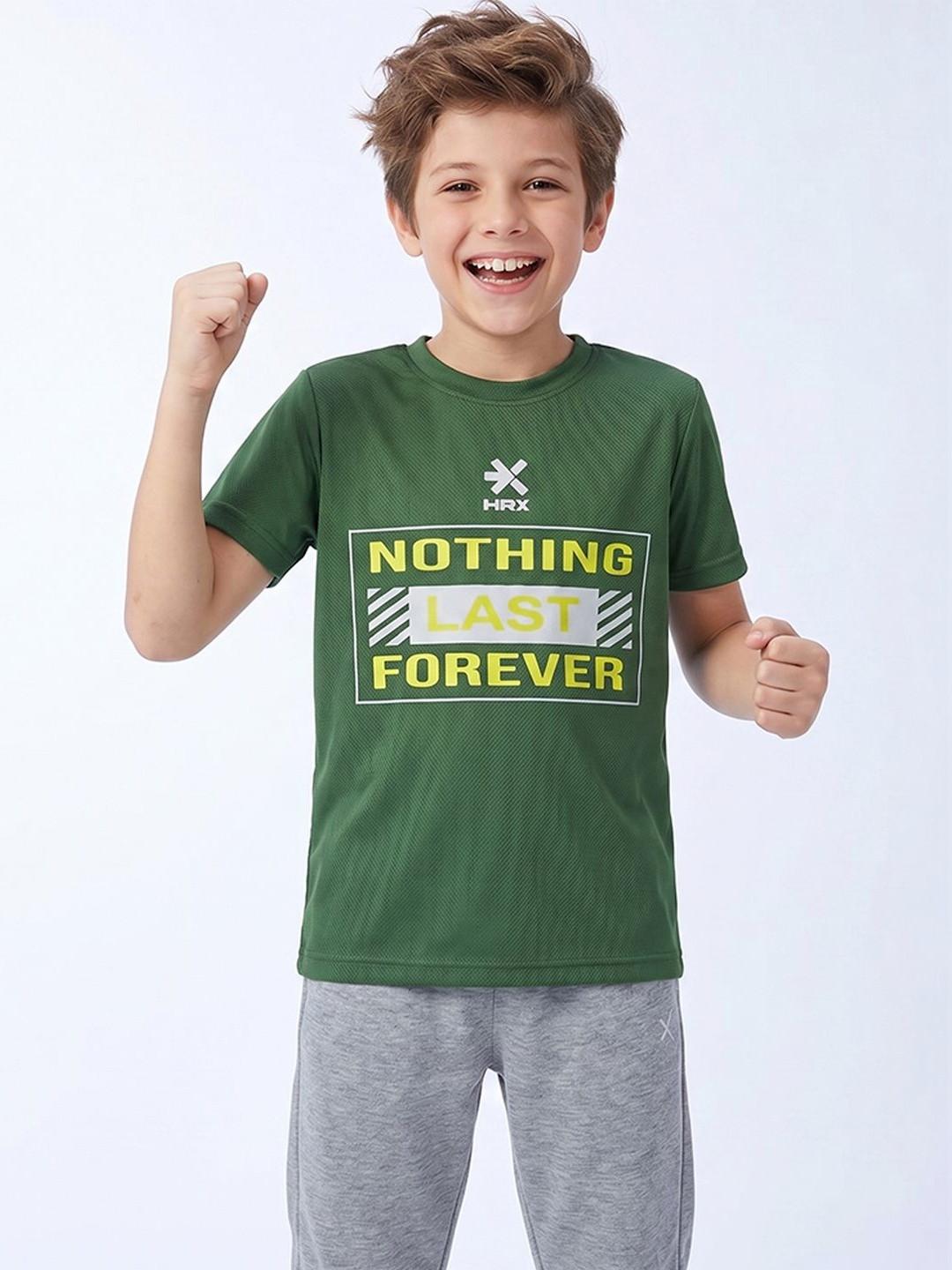 HRX by Hrithik Roshan Boys Typography Printed Short Sleeves T-shirt