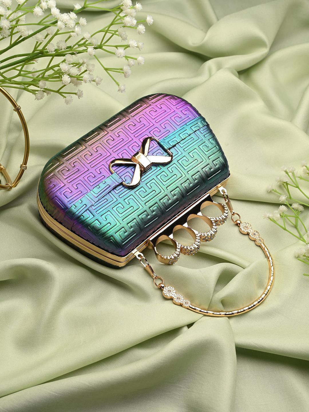 DressBerry Embellished Box Clutch