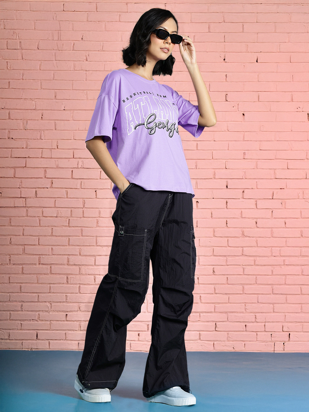 DressBerry Varsity Print Drop-Shoulder Sleeves Pure Cotton T-shirt