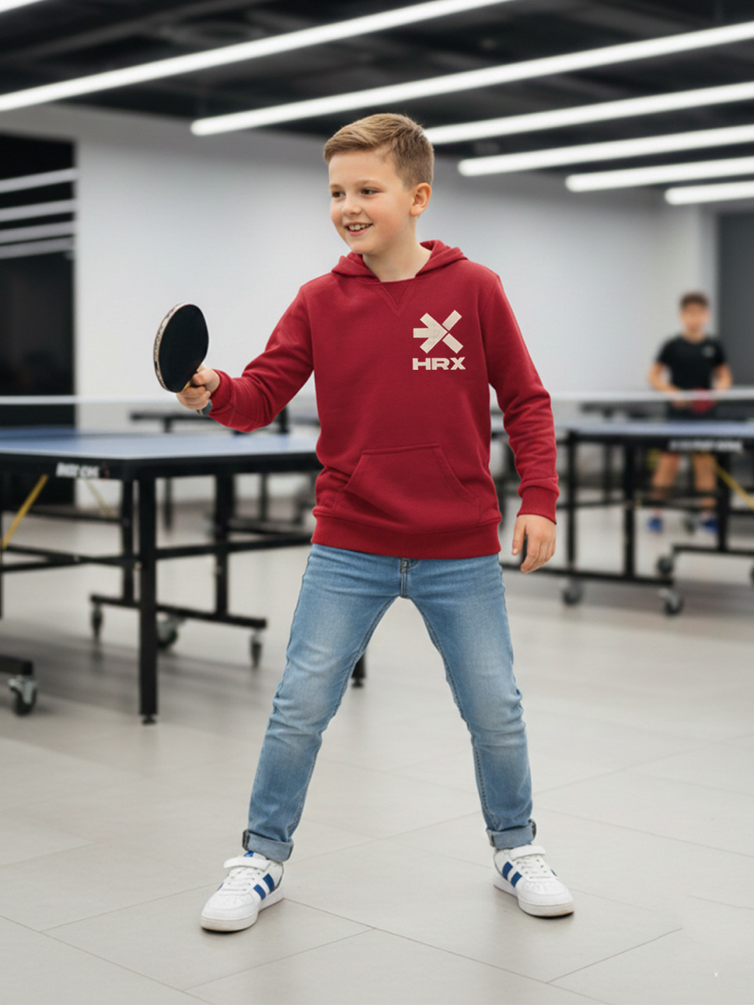 HRX by Hrithik Roshan Boys Brand Logo Printed Hooded Rapid-Dry Sports Sweatshirt