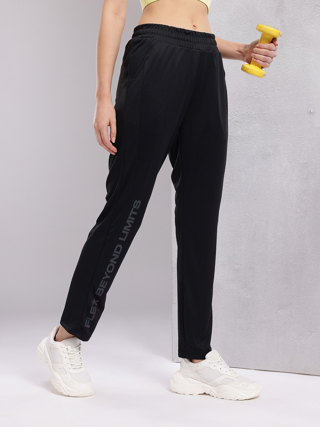 HRX by Hrithik Roshan Women Typography Detail Mid-Rise Running Track Pants