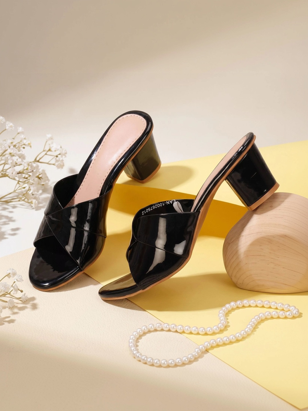 looksfootwear Women Open-Toe Slip-On Block Heel Mules