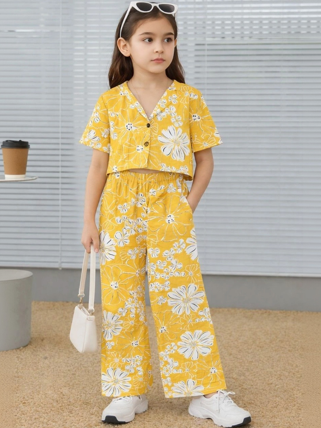 STINITY Floral Cotton Printed Top with Palazzos