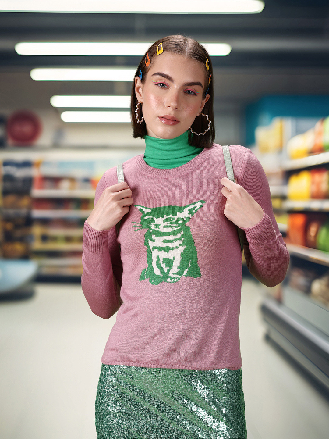 DressBerry Self Design Acrylic Pullover