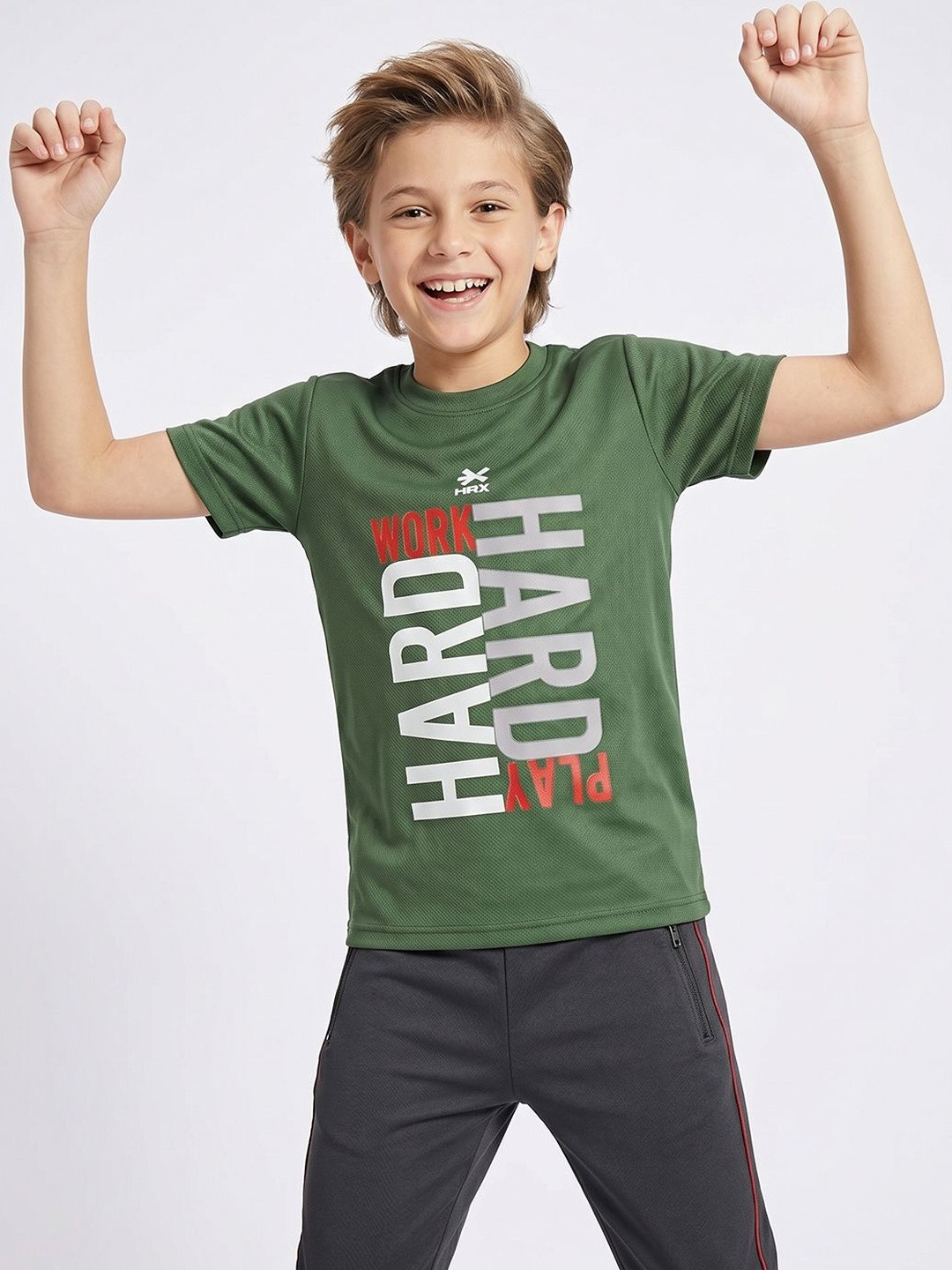 HRX by Hrithik Roshan Boys Typography Printed Short Sleeves T-shirt