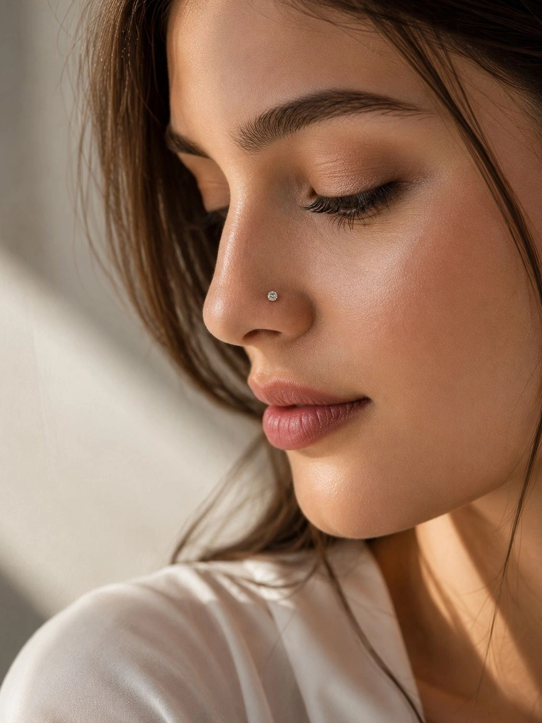 Arte Jewels Sterling Silver Plated Cubic Zirconia Oxidised Stud Nosepin