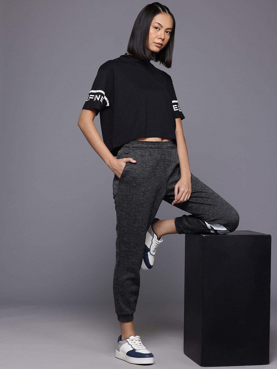 HRX by Hrithik Roshan High Neck Drop-Shoulder Sleeves T-Shirt