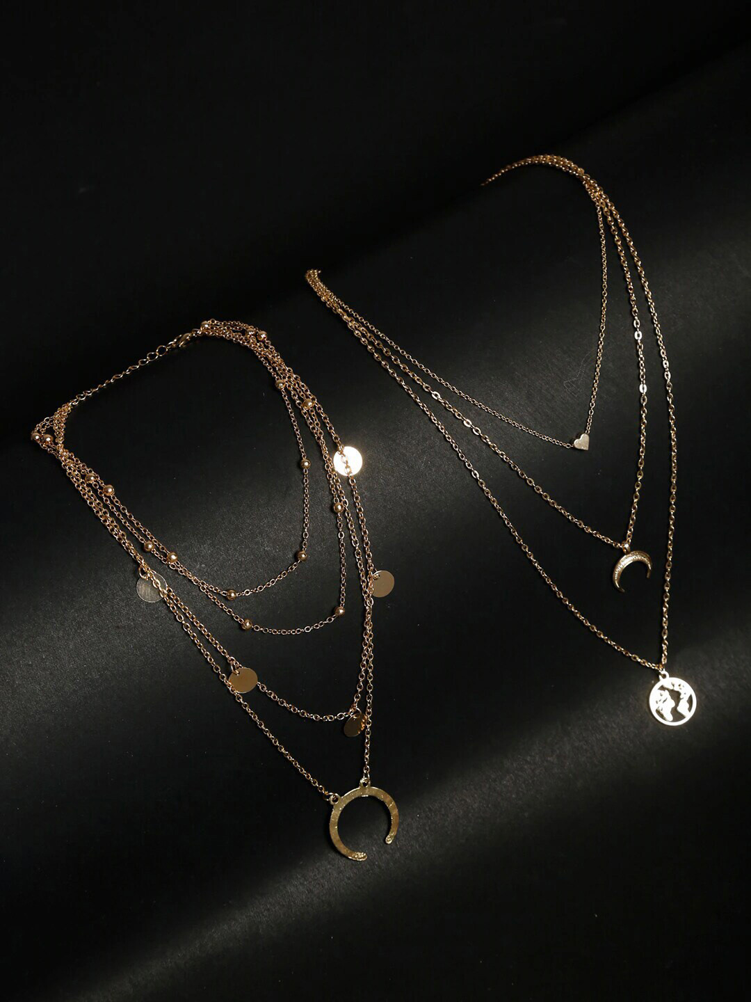 DressBerry Set Of 2 Gold-Plated Layered Necklace