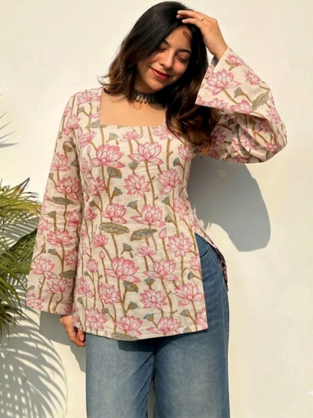 Zyla Women Floral Printed Flared Sleeves Indie Florals Kurta