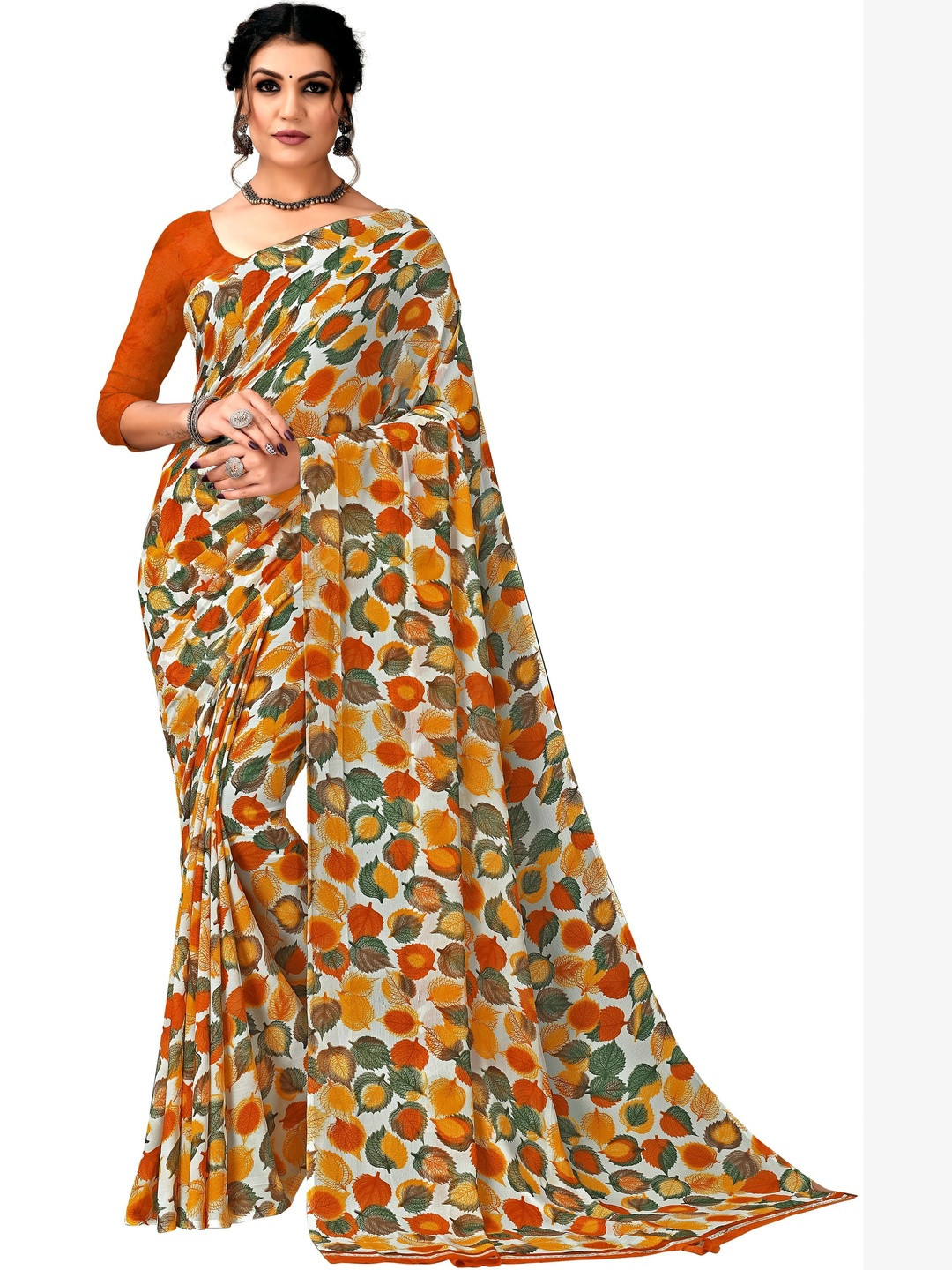KANURIKAA Floral Pure Georgette Bandhani Saree