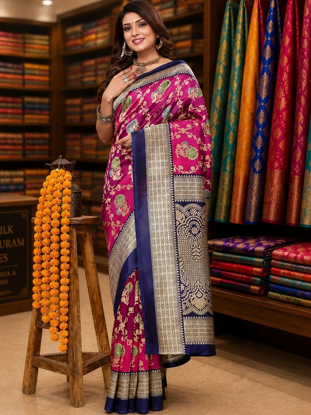 KANURIKAA Ethnic Motifs Zari Art Silk Banarasi Saree