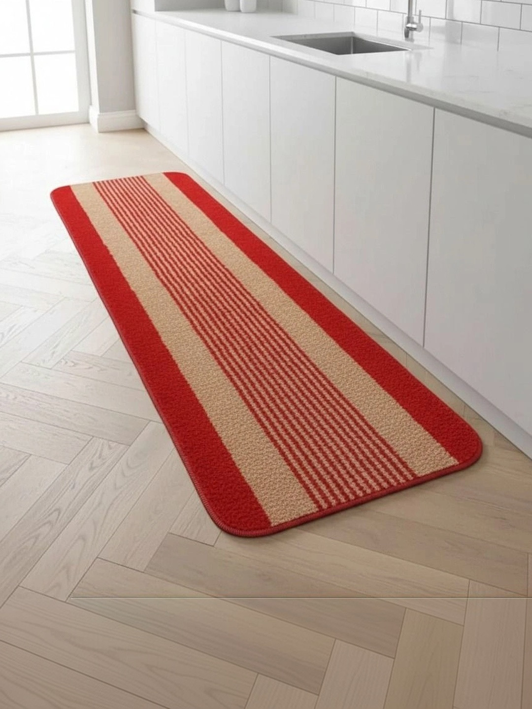 VIKCLIQUE Red Striped Floor Runners