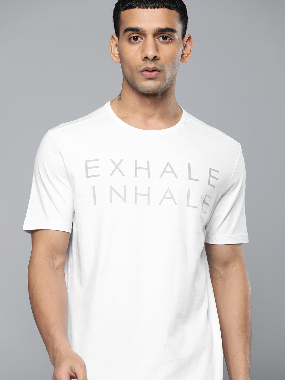 HRX by Hrithik Roshan White Typography Print Round Neck T-shirt