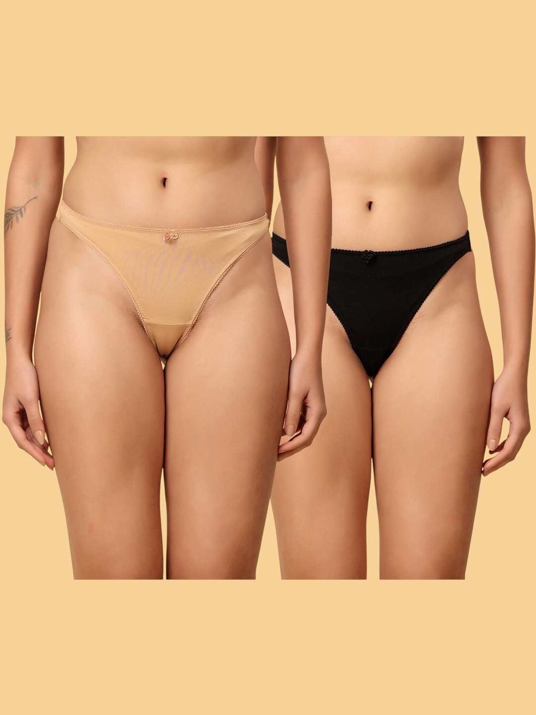 HRX by Hrithik Roshan Women Pack Of 2 Brazilian Cotton Spandex Solid High Rise Thongs