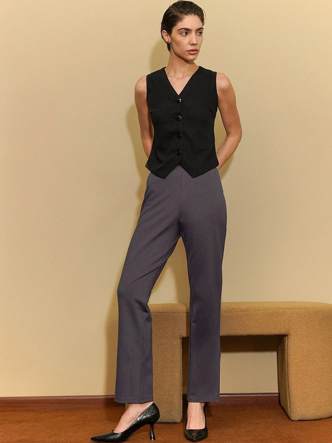 FABLE STREET Grey Livin Bootcut Trousers