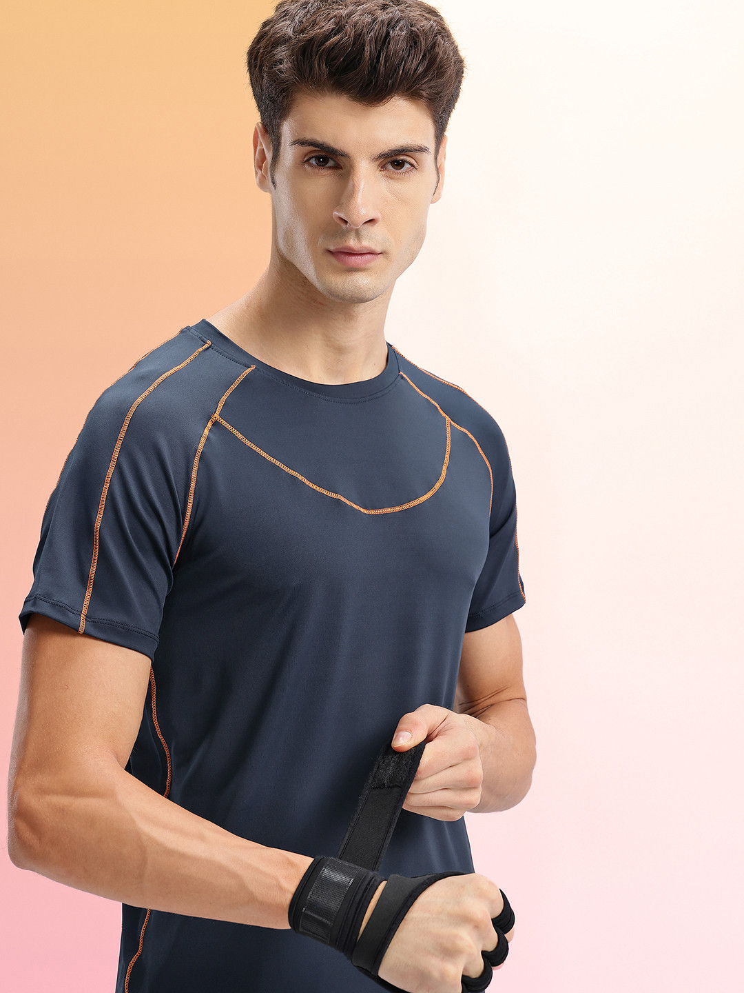 HRX by Hrithik Roshan Rapid-Dry Contrast Stitch Slim Fit Training T-shirt