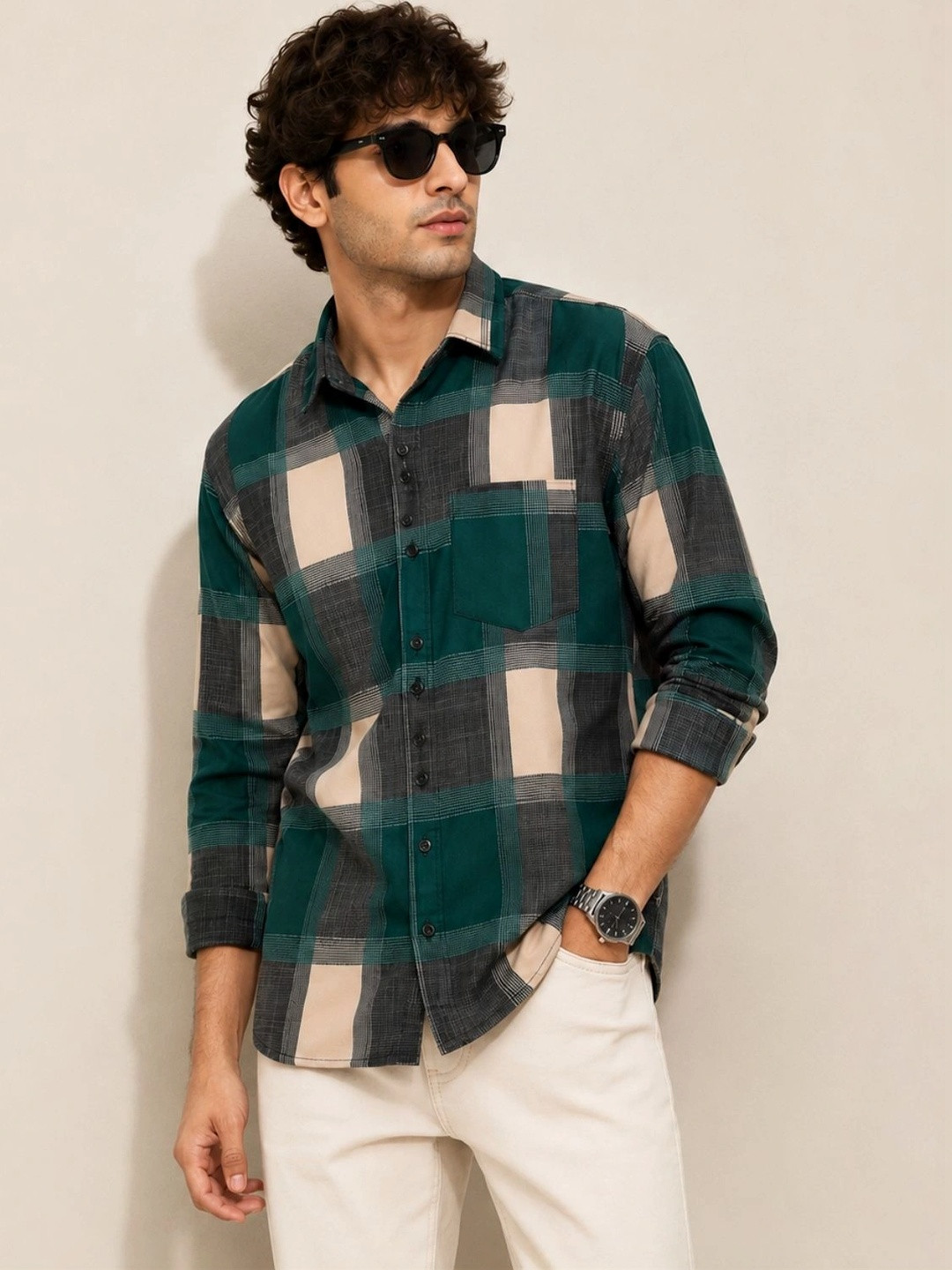 JERRY AND HANPHIL Men Standard Checked Casual Shirt