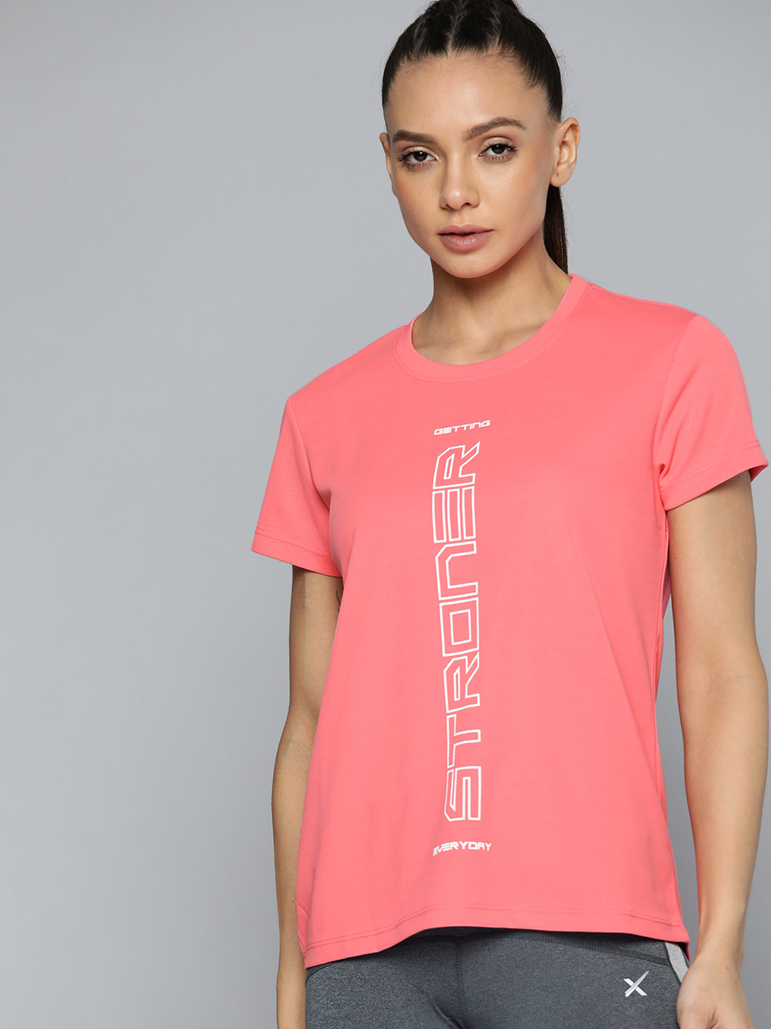HRX By Hrithik Roshan Training Women Desert Rose Rapid-Dry Typography Tshirts