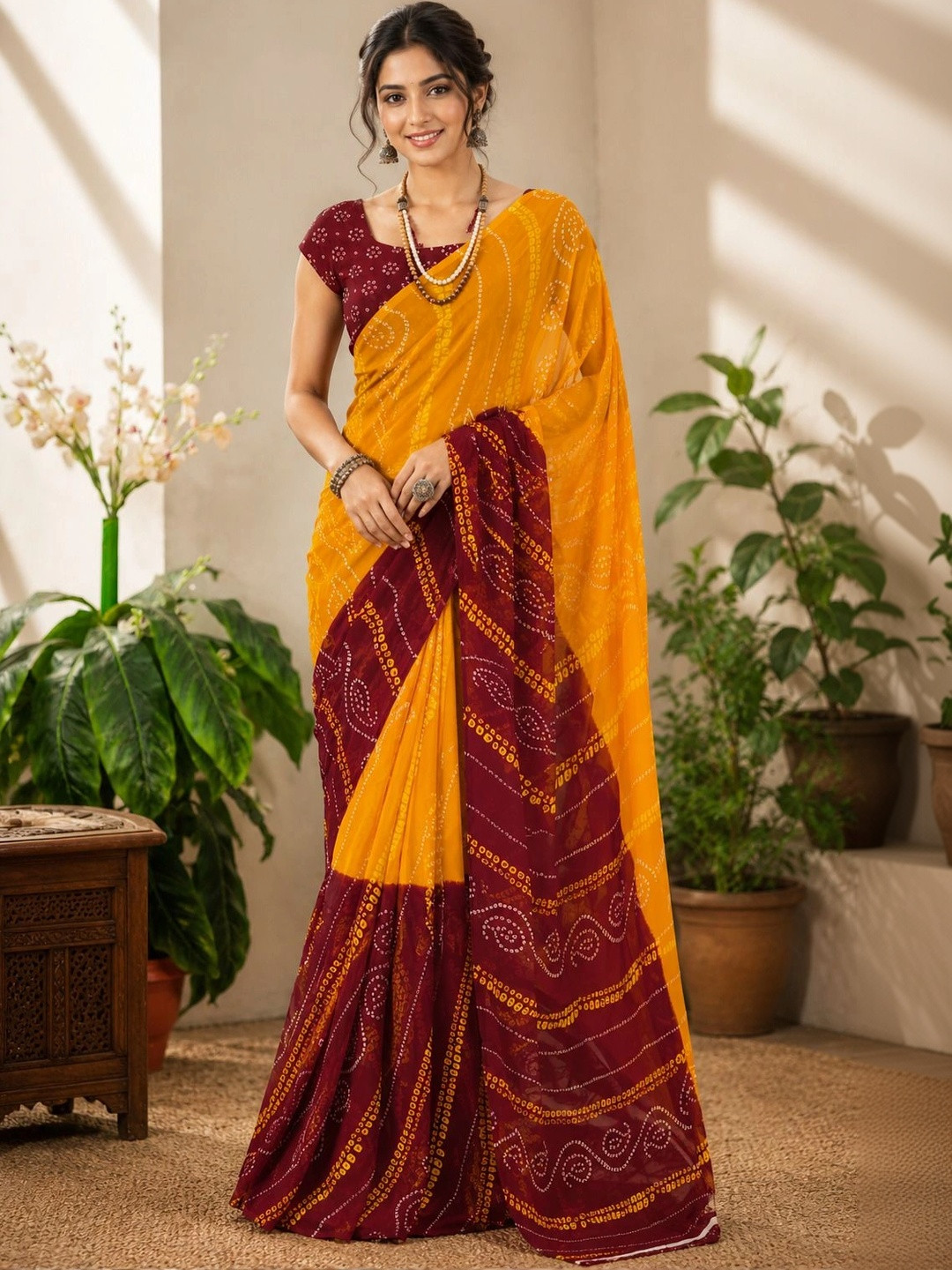 KANURIKAA Bandhani Pure Georgette Bandhani Saree