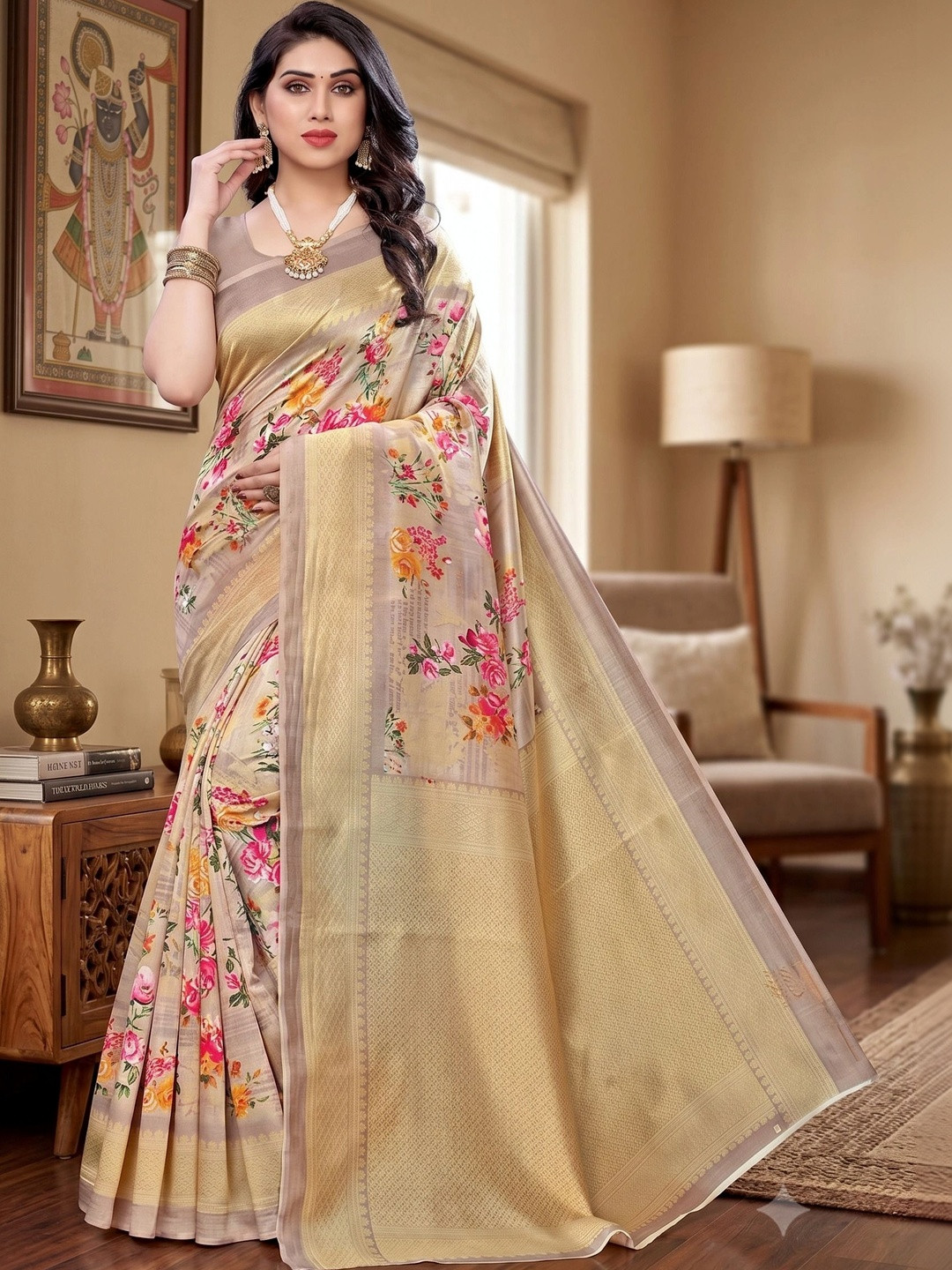 KANURIKAA Ethnic Motifs Zari Art Silk Banarasi Saree