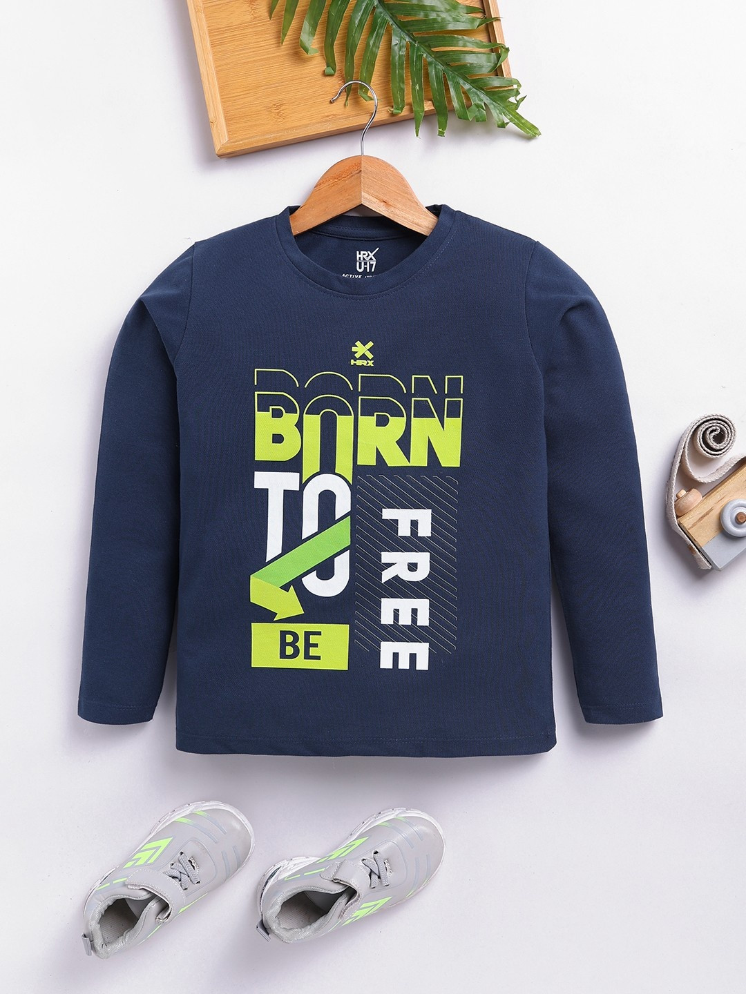 HRX by Hrithik Roshan Boys U-17 Long Sleeves Typography Printed T-shirt