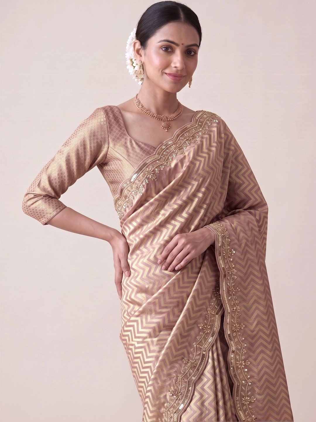 Anouk Woven Design Zari Silk Blend Banarasi Saree