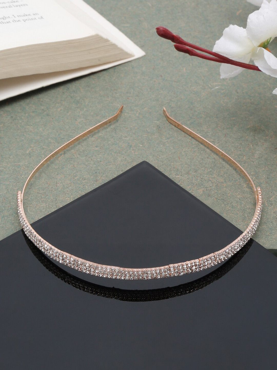 DressBerry Women Gold-Toned & White Embellished Hairband