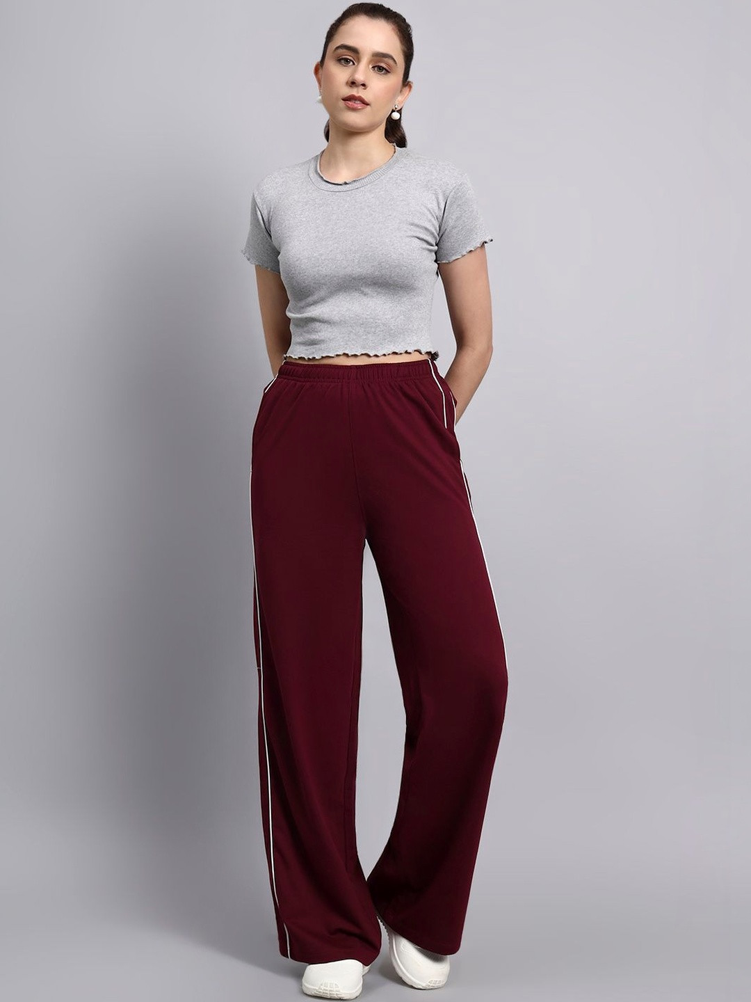 HRX by Hrithik Roshan Women Striped Mid-Rise Track Pants