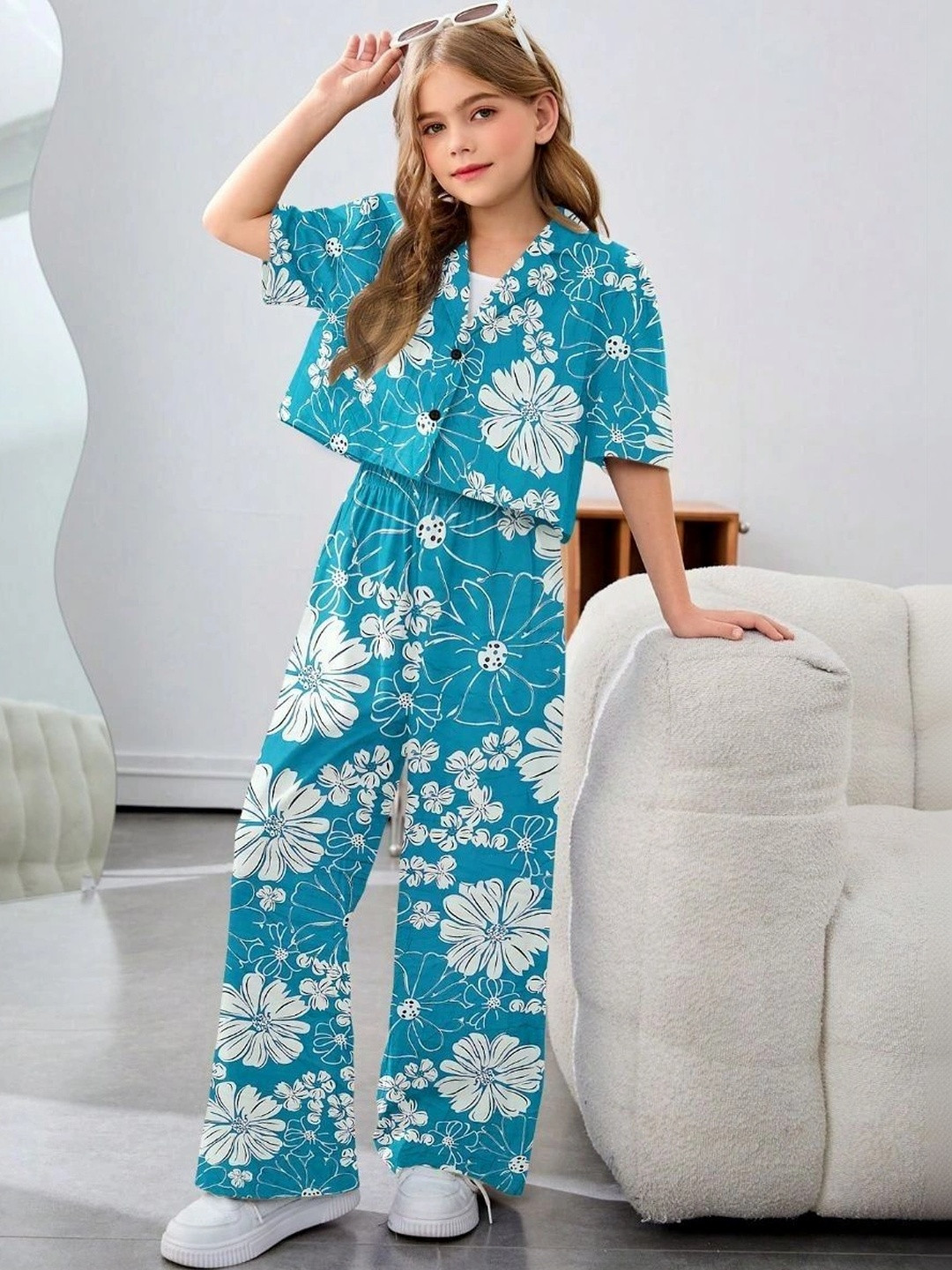 STINITY Cotton Printed Top with Palazzos
