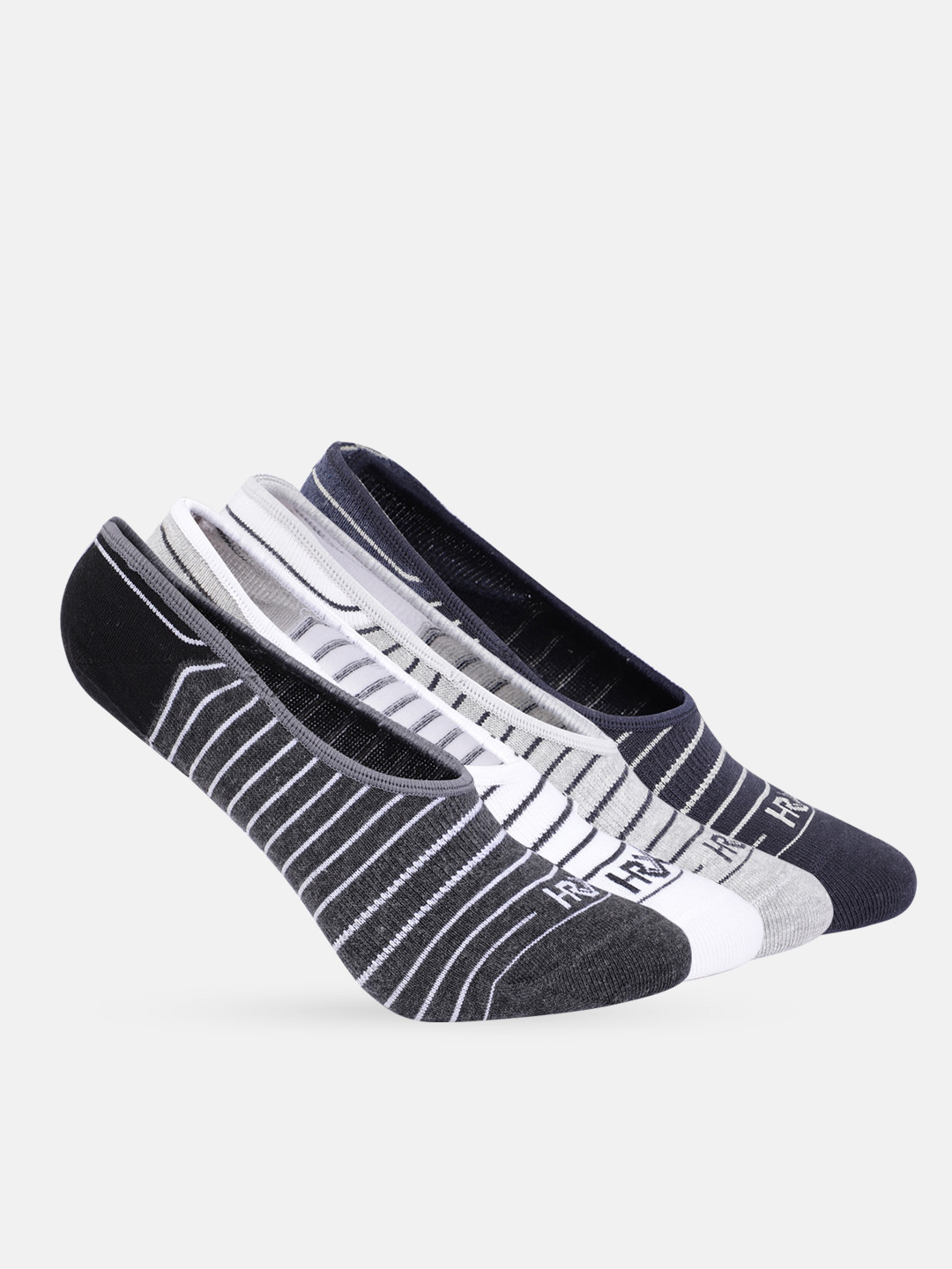 HRX by Hrithik Roshan Men Pack of 4 Striped Cotton Shoe Liners